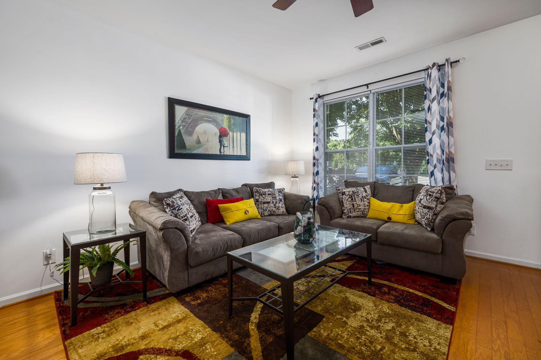 Bright interior view through clean windows
